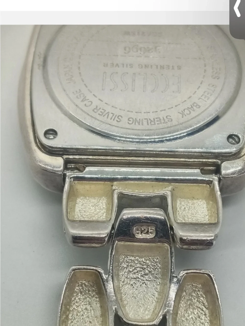 💜 SOLID SILVER Ecclissi 925 Sterling Silver Case & Band Quartz Watch 35mm